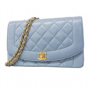 Chanel Diana Chain Shoulder Bag, Lambskin, Light Blue, Women's
